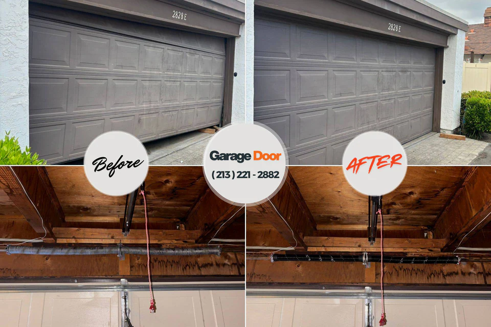 Before and after: garage door repair Lewisville, TX